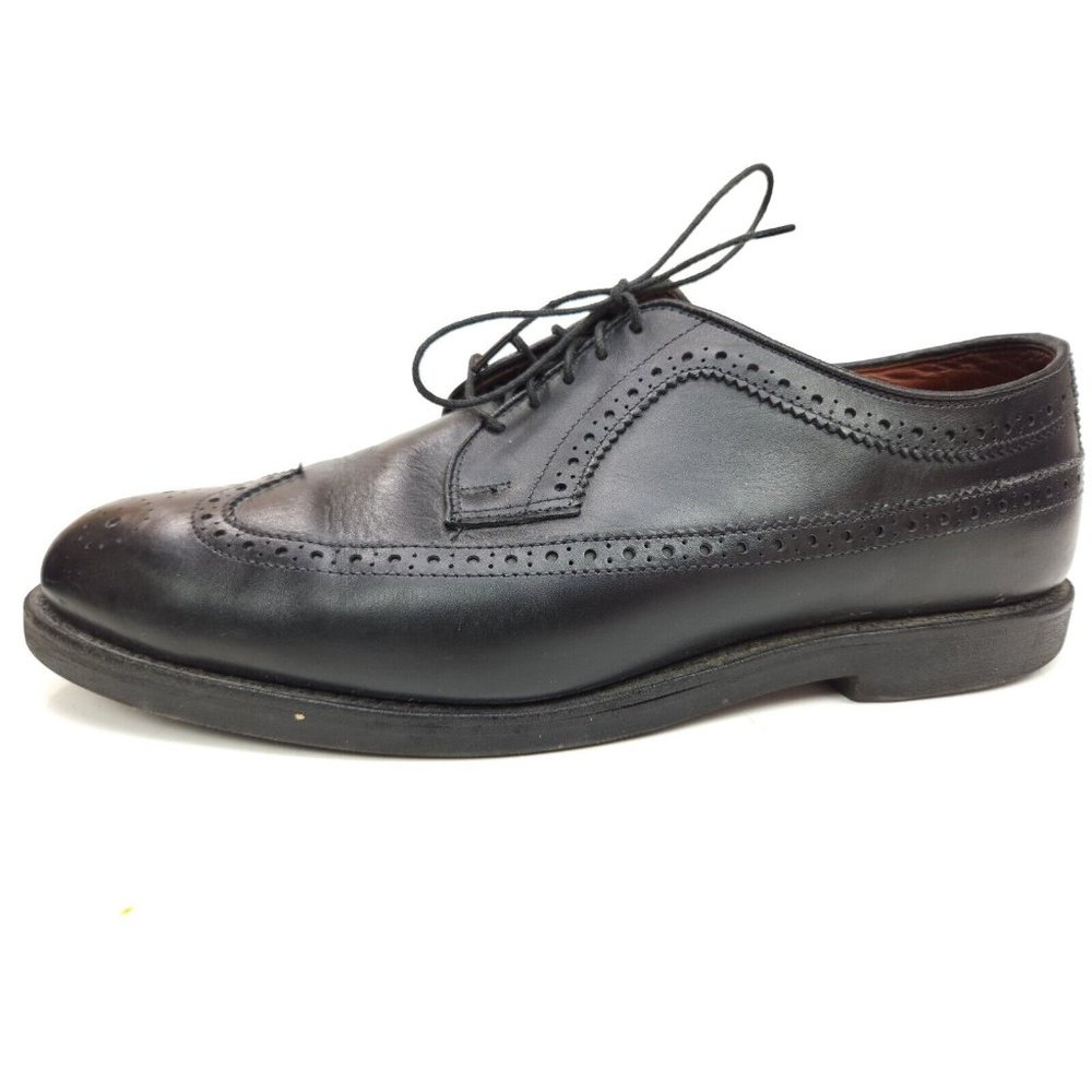Allen Edmonds Black Brogue Wing Tip Size 10 D Vibram Soles